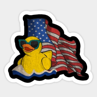 Vintage American Flag Giant Rubber Duck Sticker